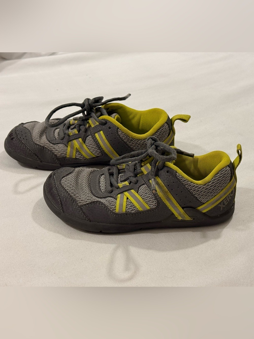 Xero Shoes Prio Youth Barefoot Sneakers Gray Lime Green Size 13